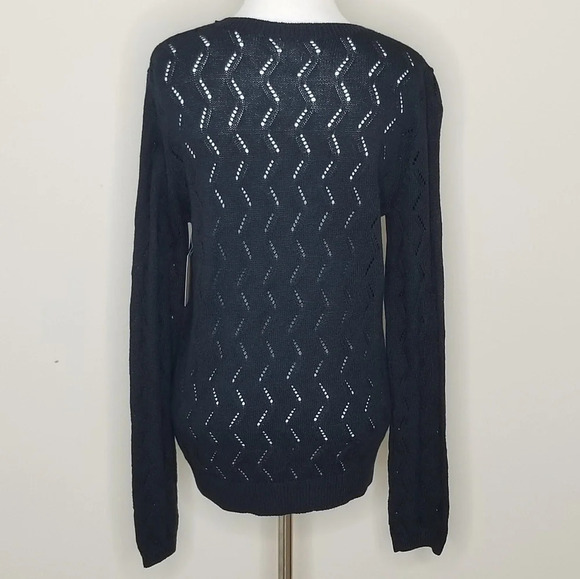 NWT 14th & Union Blue Open Knit Long Sleeve Sweater S - Picture 4 of 7